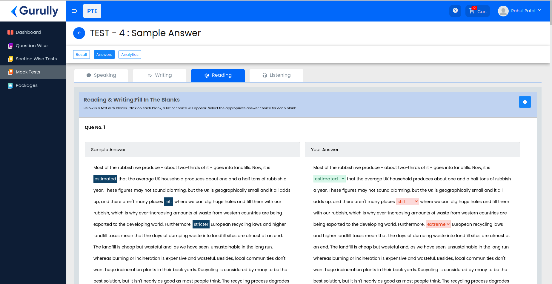 PTE Mock Test | Section & Question-wise Practice Test Free - Gurully