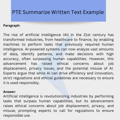 PTE Summarize Written Text Sample with answer 